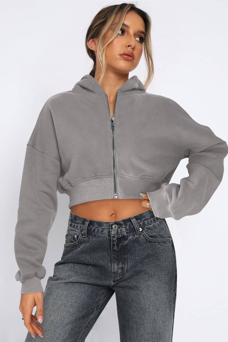 CWTBLL3986_STREET FLEECE ZIPPER CASUAL CARDIGAN HOODIE