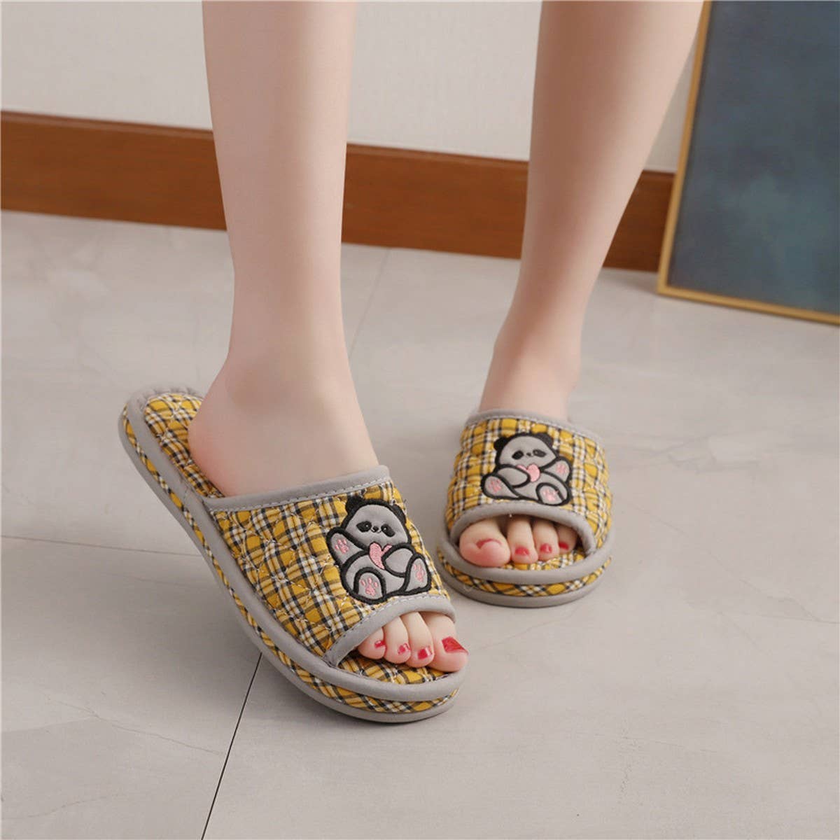 Thick Cotton Soft Sole Panda Slippers