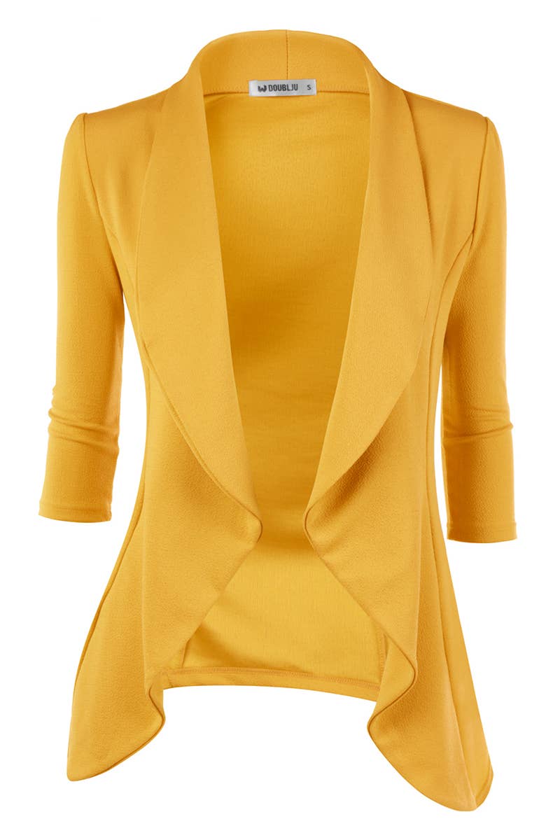 CWOBL089_Casual Work 3/4 Sleeve Open Front Blazer