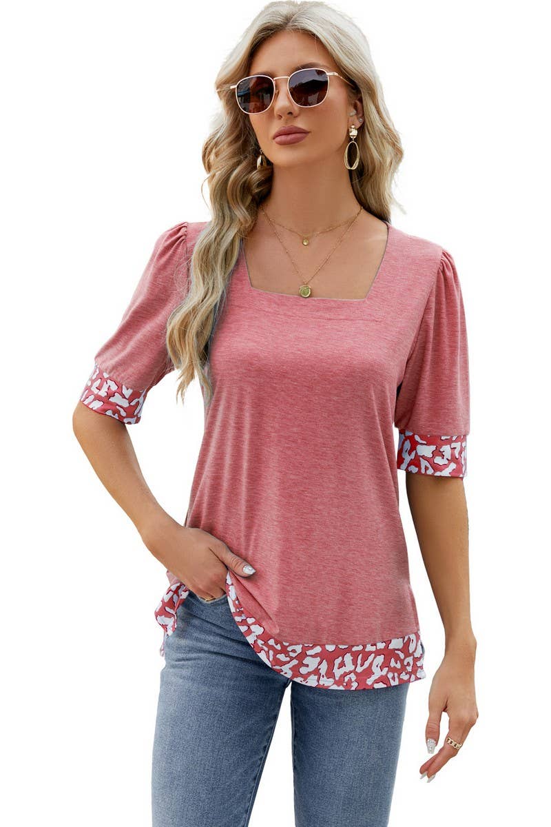 CWTTS0762_Sweetheart Neck Shirt Sleeve Top