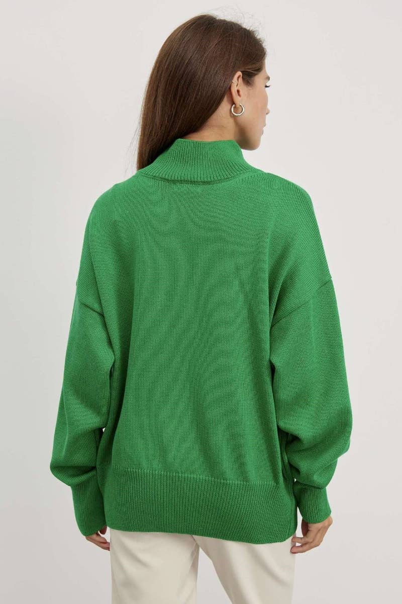 CWOSWL6641_STYLISH LOOSE TURTLENECK LONG-SLEEVED SWEATER