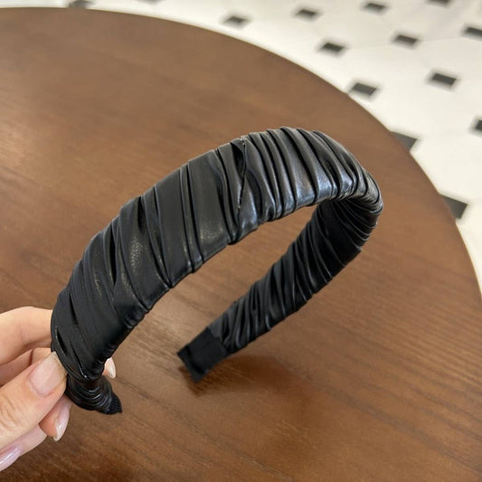 FRENCH STYLE RETRO PLEATED WIDE BRIM HEADBAND