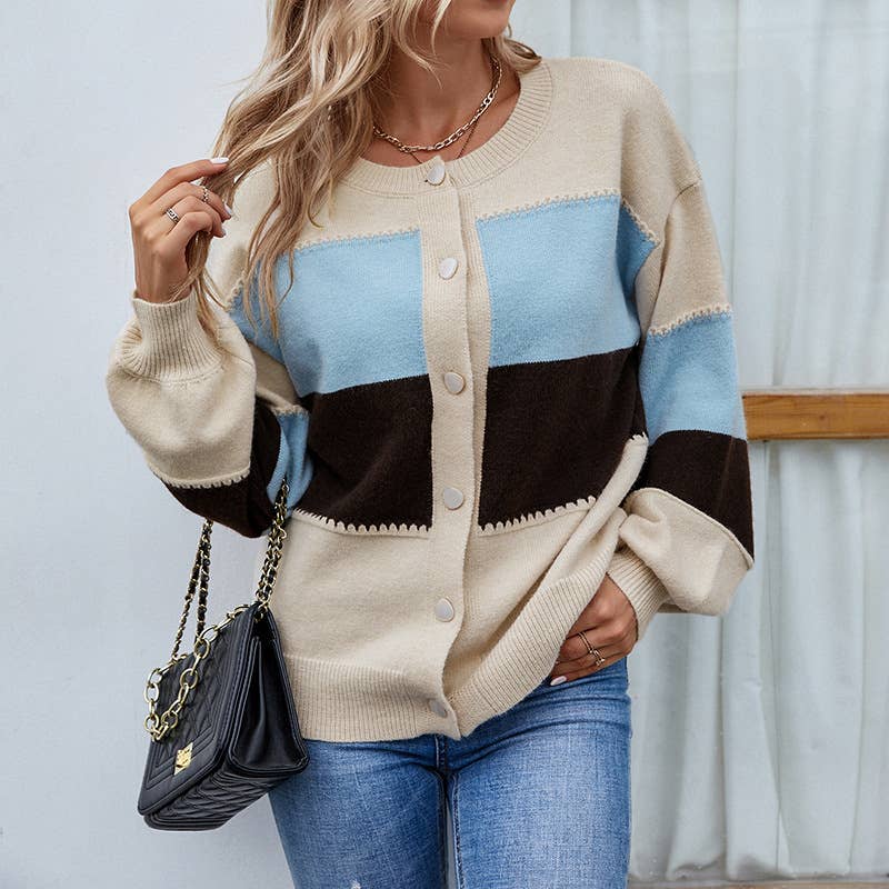 COLOR-MATCHING SINGLE-BREASTED KNITWEAR