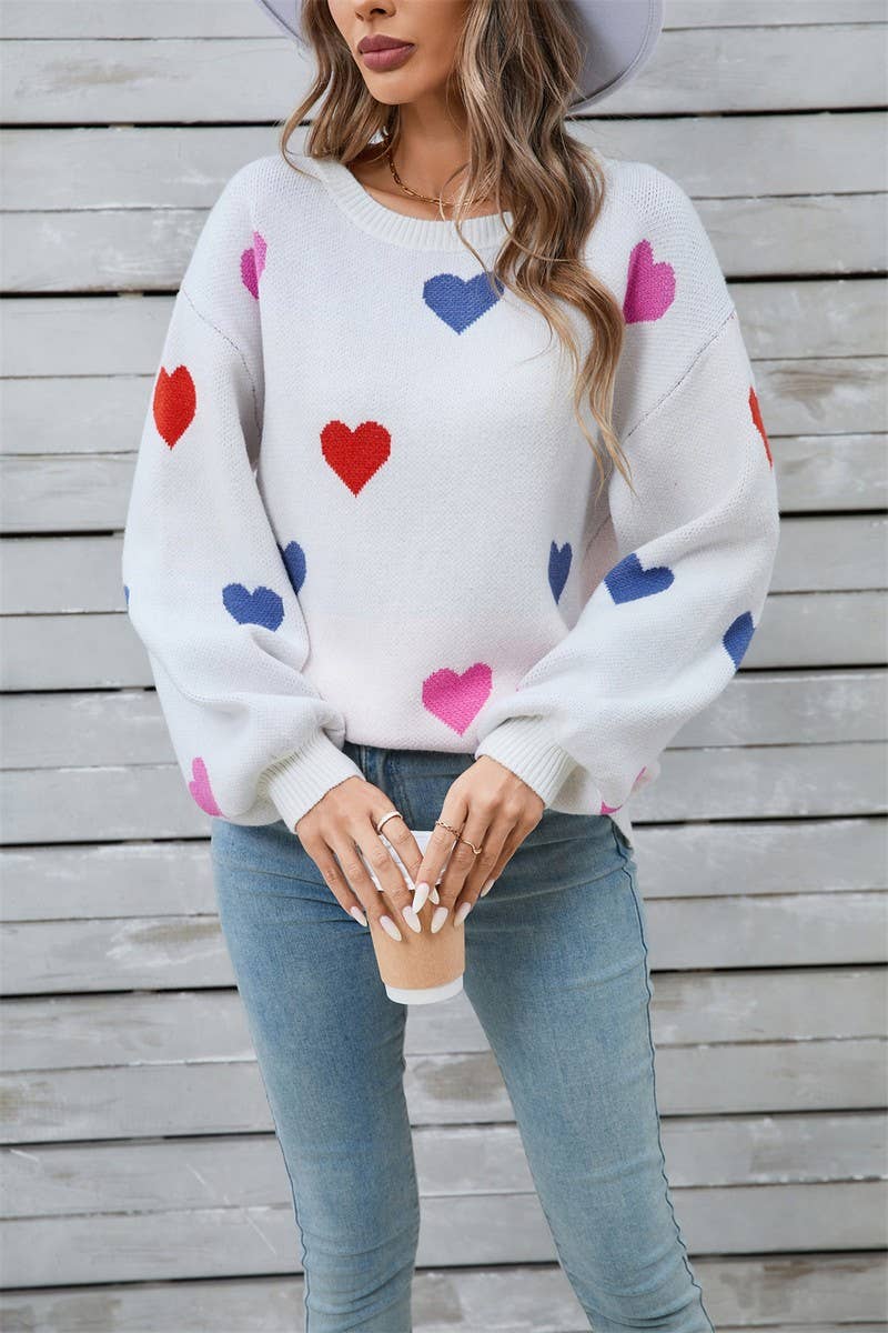 CWOSWL5778_HEART SHAPED VALENTINE'S DAY CREW NECK SWEATER