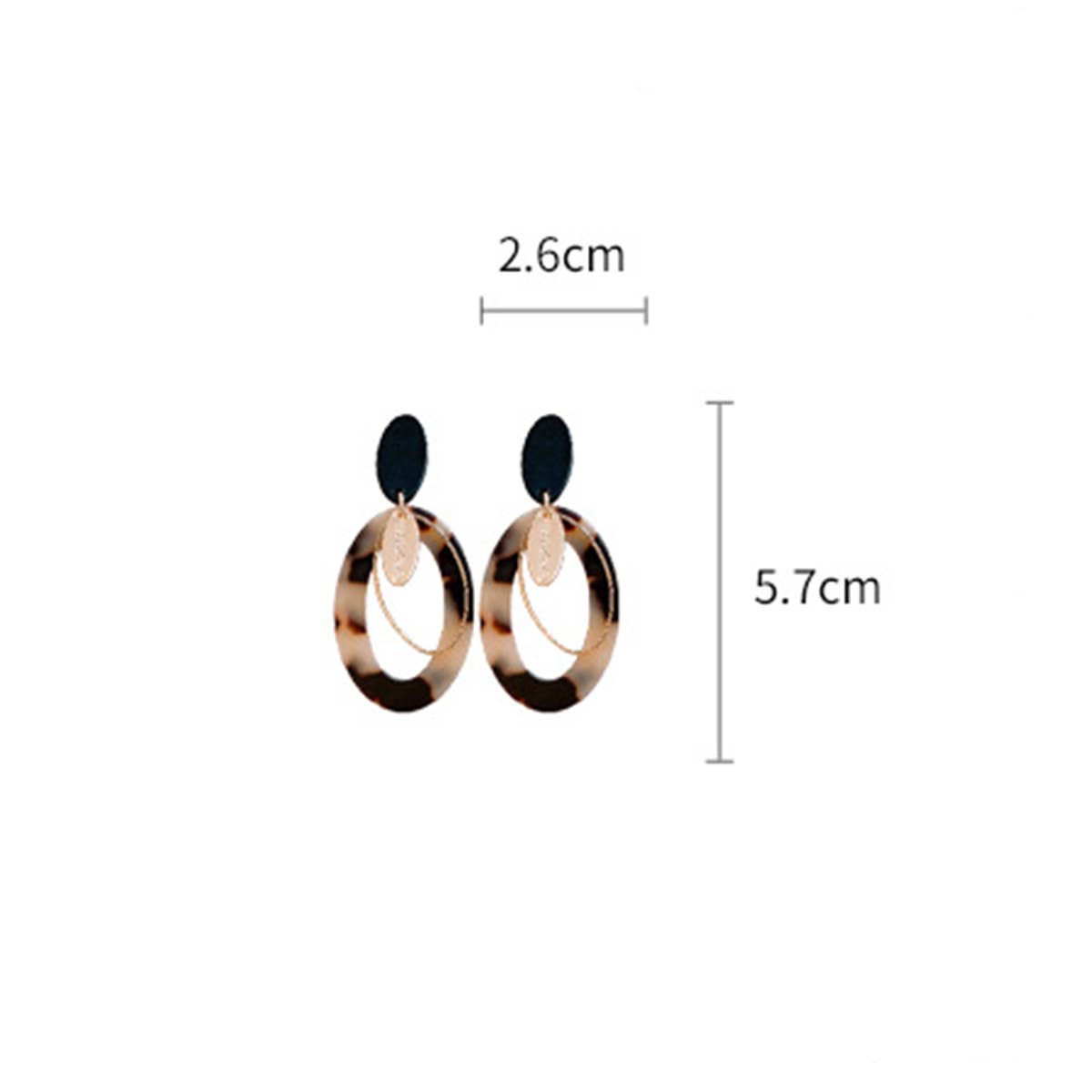 LEOPARD PRINT OVAL LETTER TREND EARRINGS