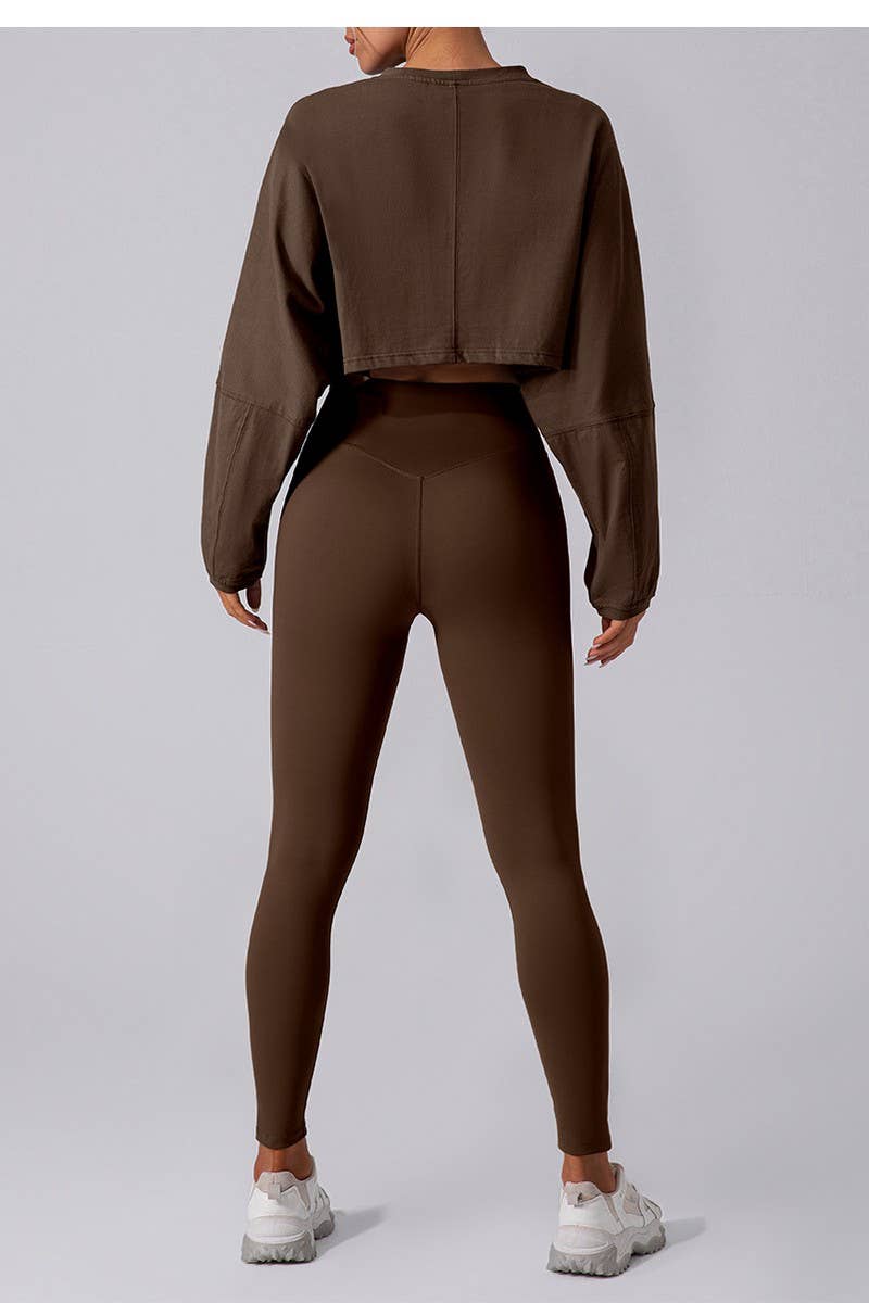 CWTTL2061_SPORTS SHORT ROUND NECK LOOSE SWEATSHIRT T-SHIRT