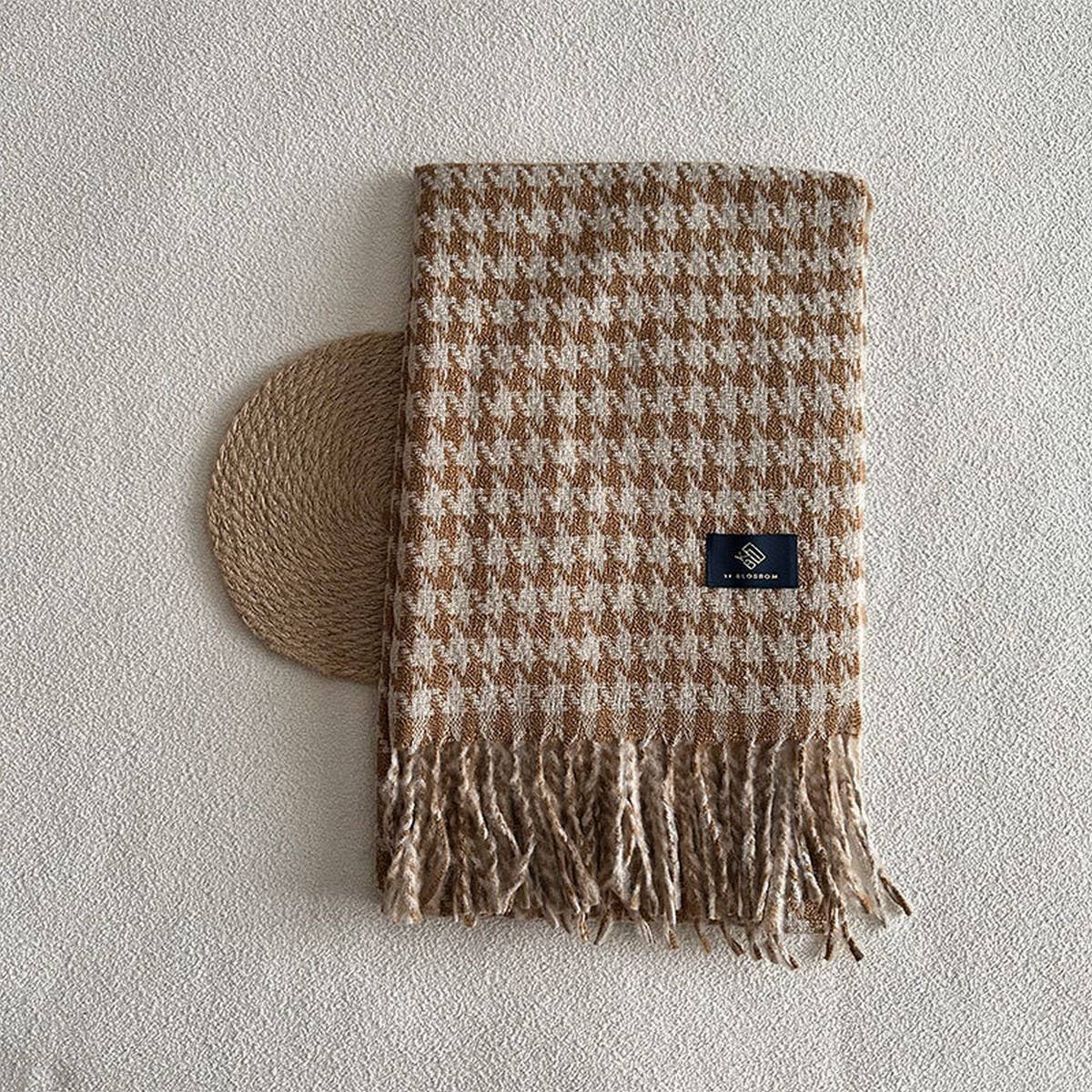 Reversible Houndstooth Scarf ? Soft Winter Wrap