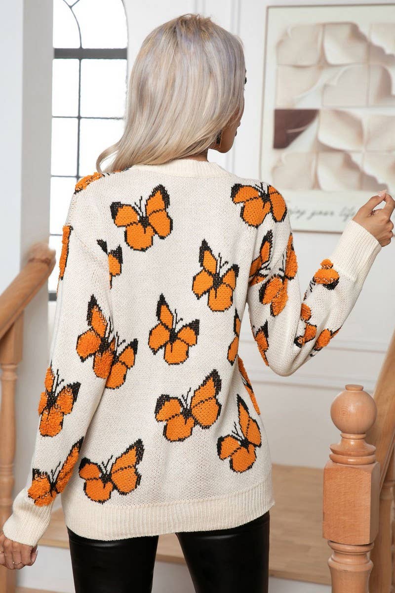CWOSWL3890_3D BUTTERFLY JACQUARD PULLOVER SWEATER