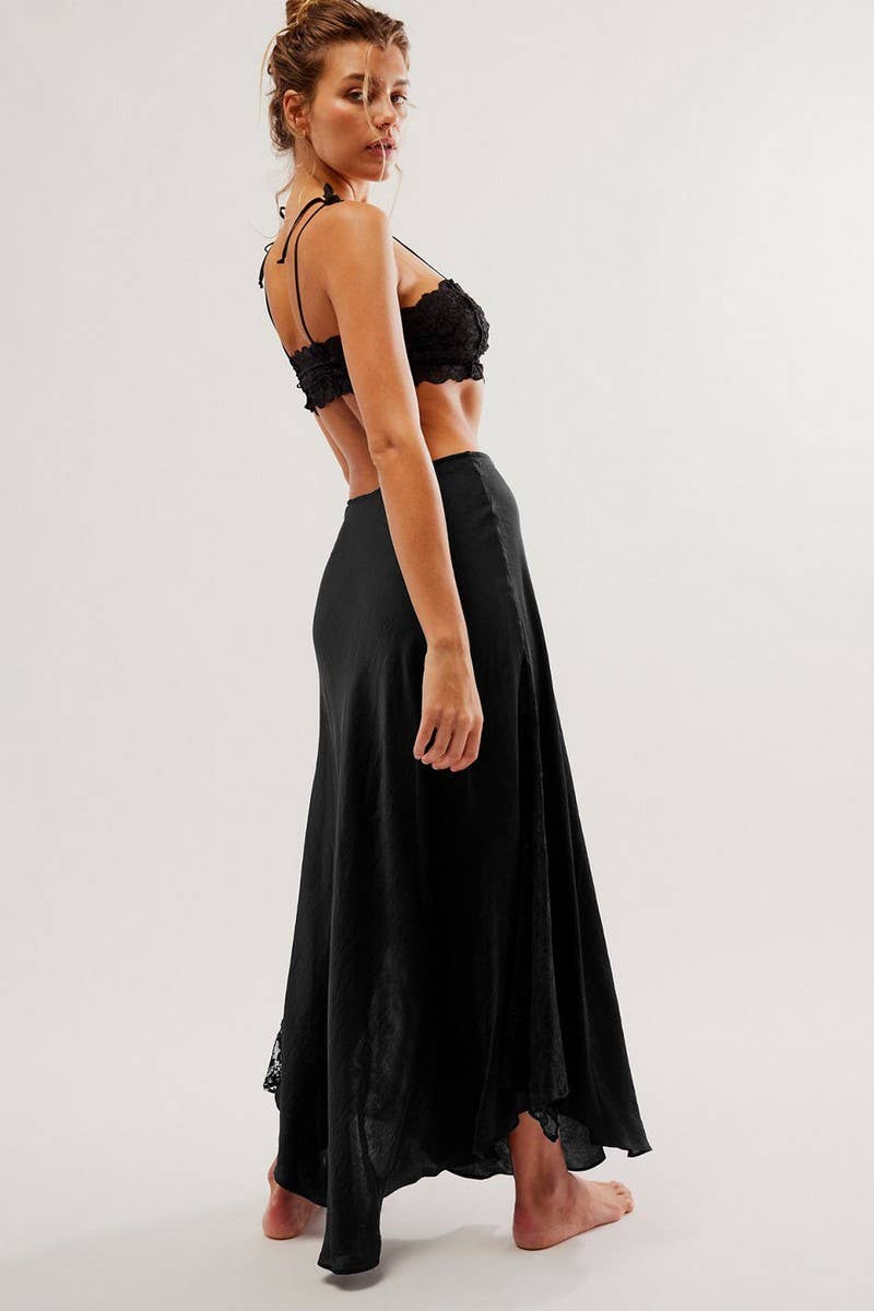 CWBLS0651_ELEGANT LACE PANEL A-LINE LONG SKIRT