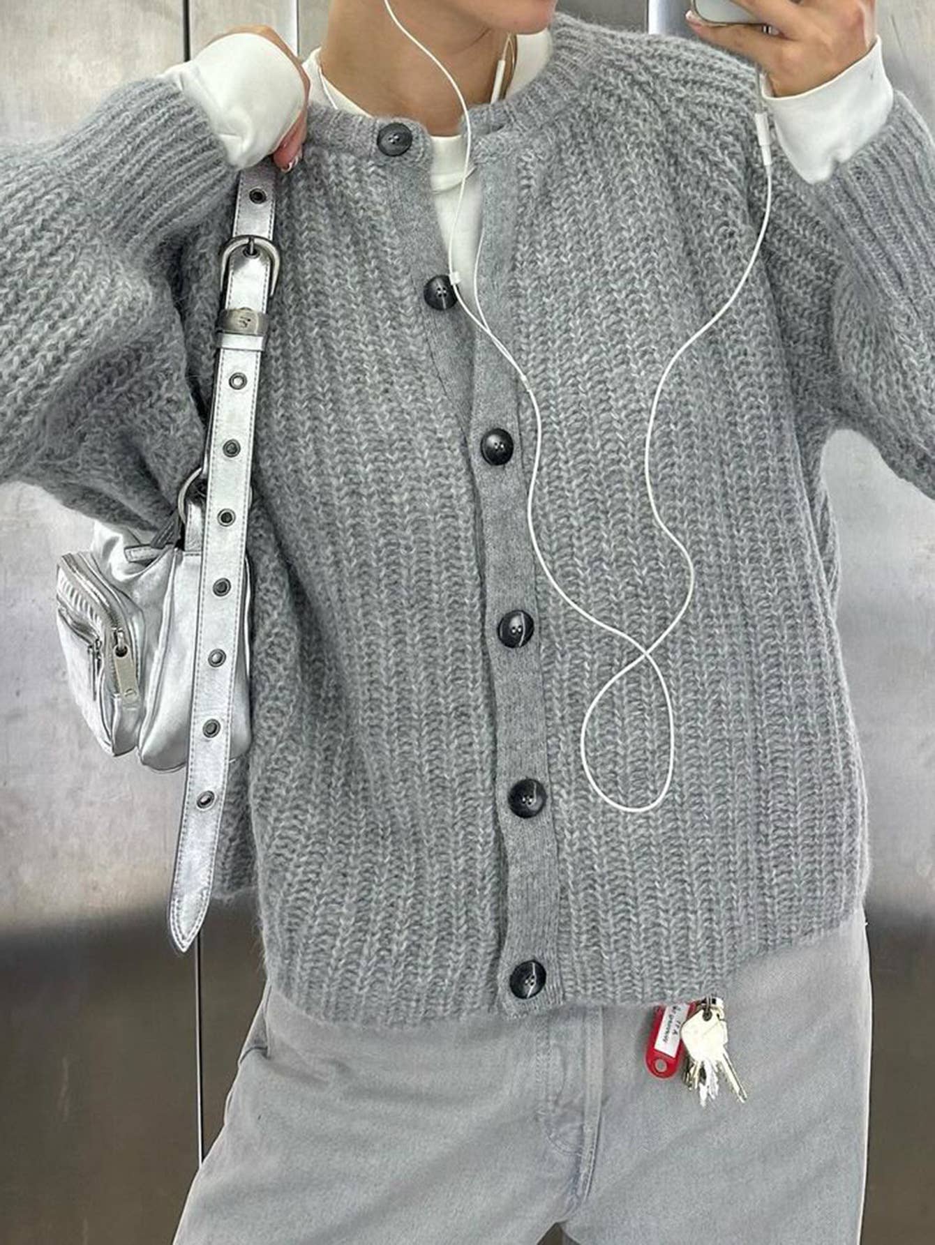 Casual long sleeve single breasted cardigan