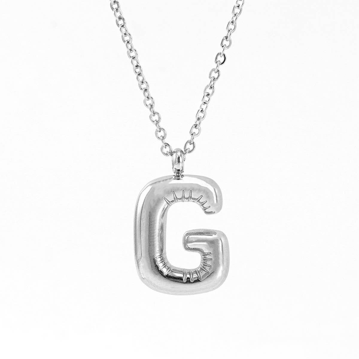 CWAJE1946_Steel Color Bubble Letter Necklace