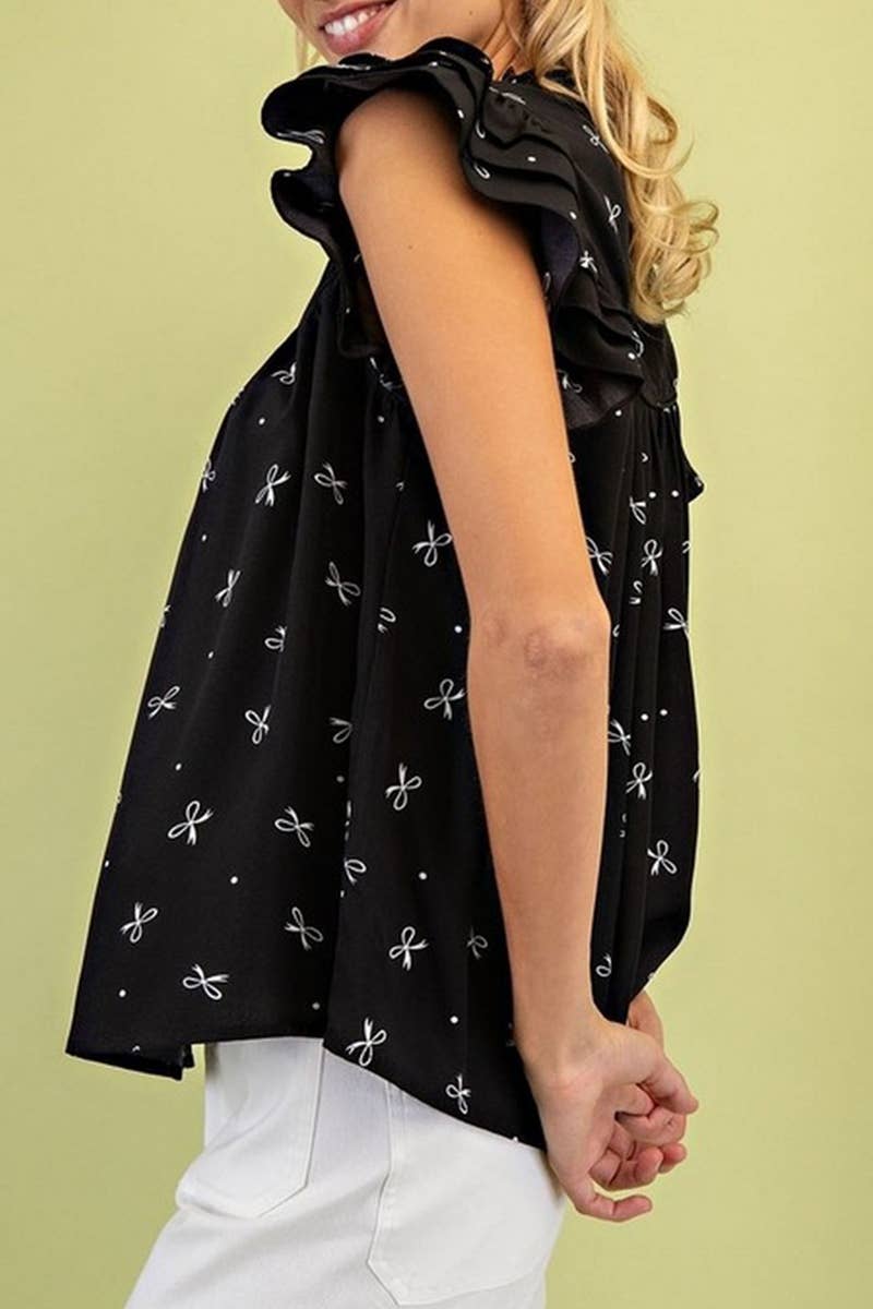 CWTBLS1815_SUMMER V-NECK SWEET PRINTED LADIES SHIRT