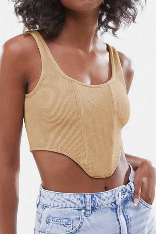 CWTTK0812_RIBBED SOLID HERRINGBONE CAMISOLE TOP