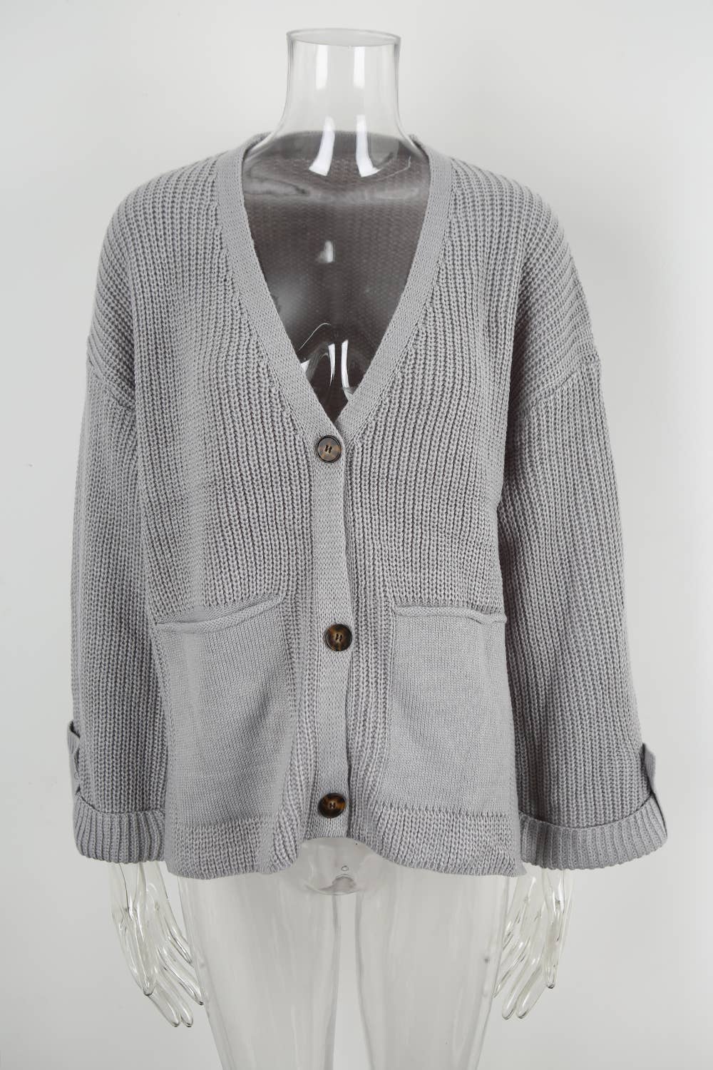 Fashionable V-neck loose knitted cardigan