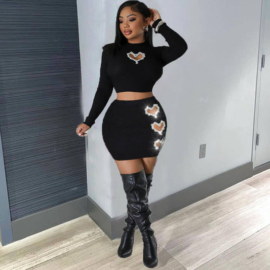 Crop Hottie T-shirt skirt Fashion casual suit