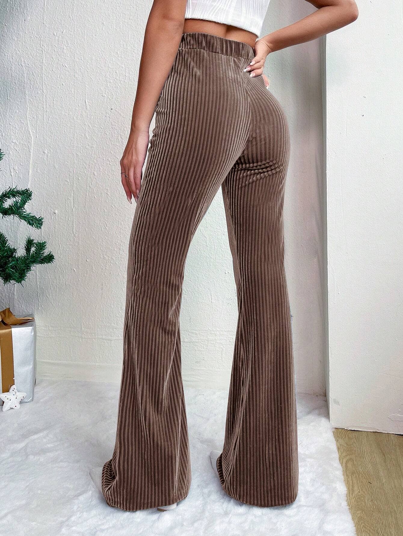 CORDUSTER FLARES SOLID COLOR WIDE-LEG PANTS