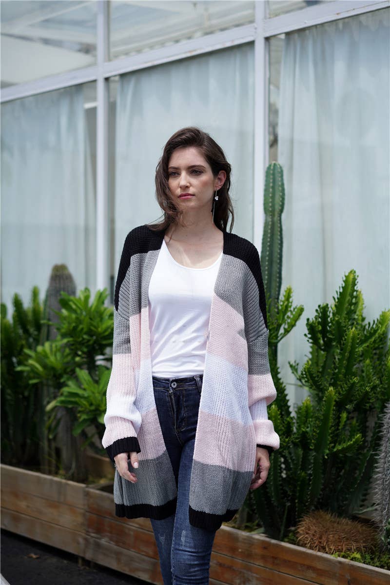 CWOSWL1416_ Casual Open Front Long Cardigan Sweater