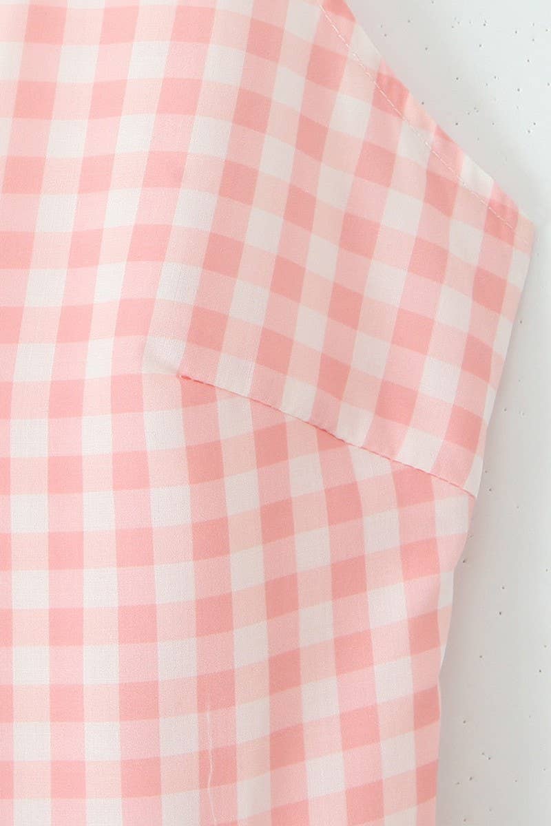 CWDMD4190_DEEP V-NECK PLAID HALTERNECK LONG DRESS