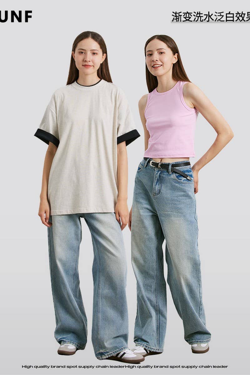 CWJP0444_WASHED COTTON STRAIGHT-LEG CASUAL JEANS