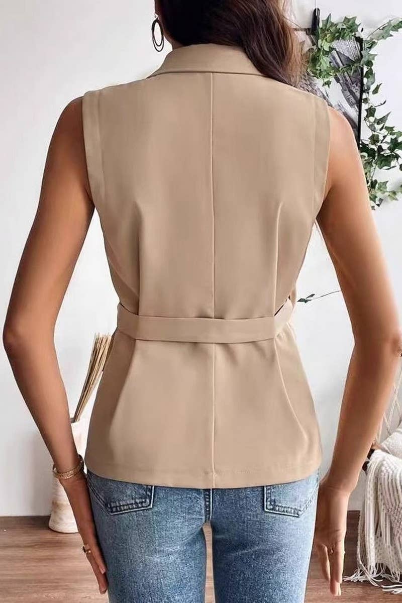 CWTTSL039_TEMPERAMENT COMMUTING SLEEVELESS CARDIGAN VEST