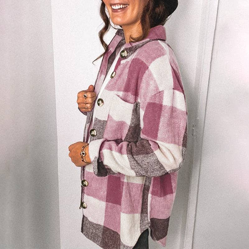 FLANNEL PLAID BREASTED SHIRT JACKET