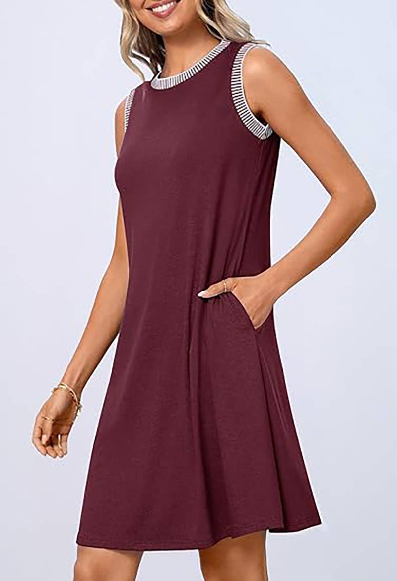 CREW-NECK LOOSE CASUAL SLEEVELESS MINI DRESS