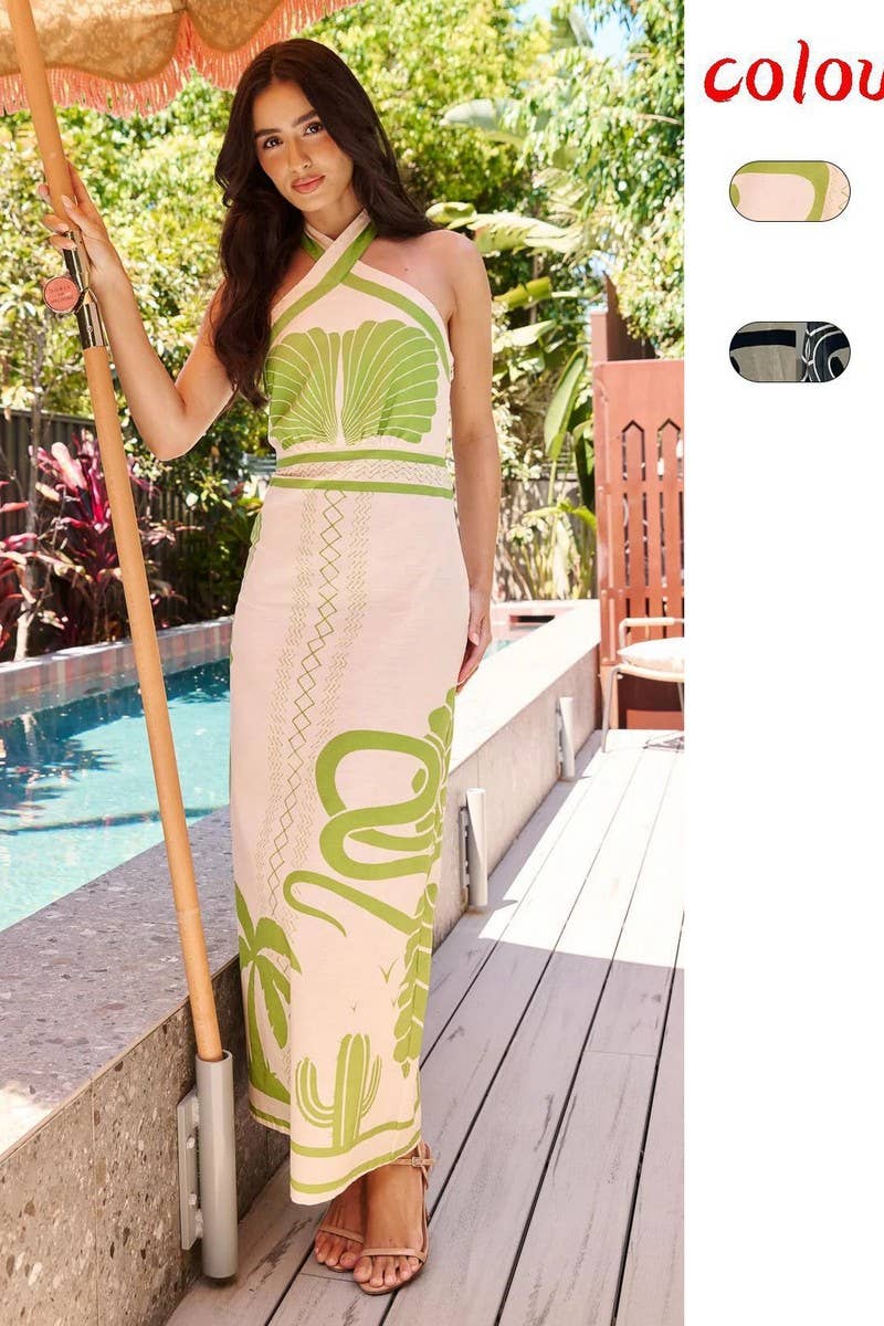 CWDHL1035_SEXY HALTER TIE BACK BODYCON MAXI DRESS