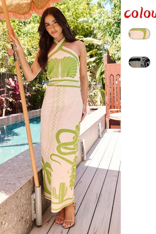 CWDHL1035_SEXY HALTER TIE BACK BODYCON MAXI DRESS