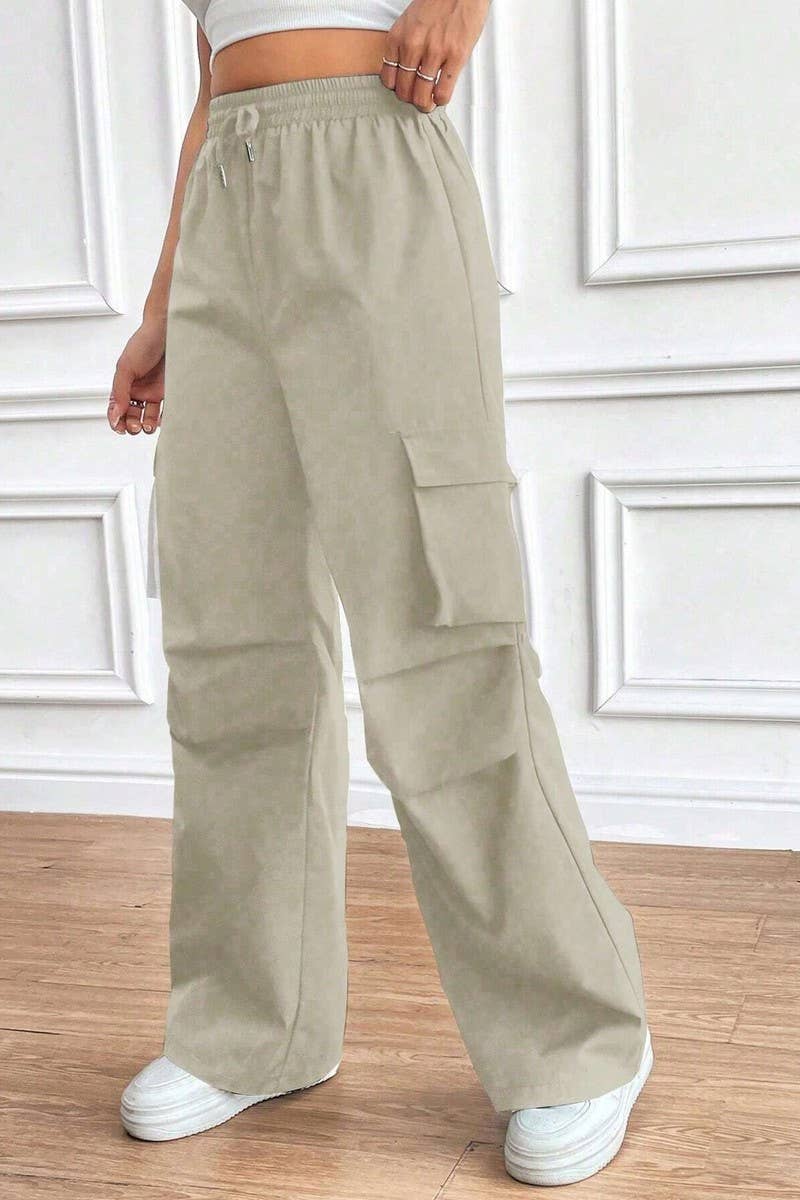 CWBLP1886_DRAWSTRING HIGH WAIST LOOSE COMMUTER OVERALLS