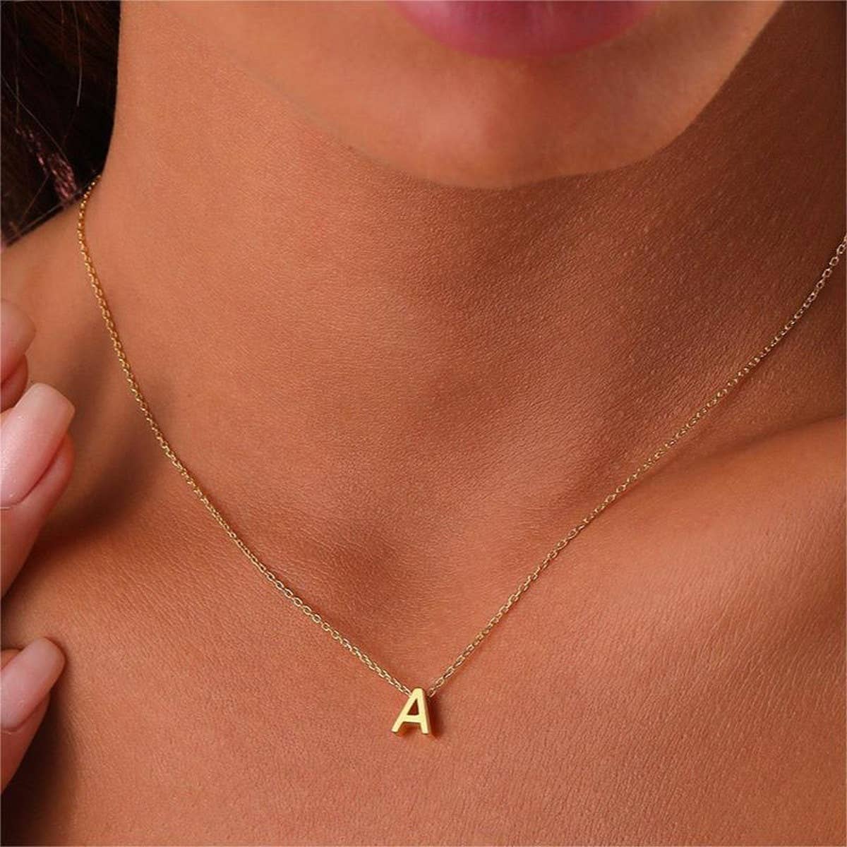 NEW CREATIVE STAINLESS STEEL GOLD LETTER NECKLACE