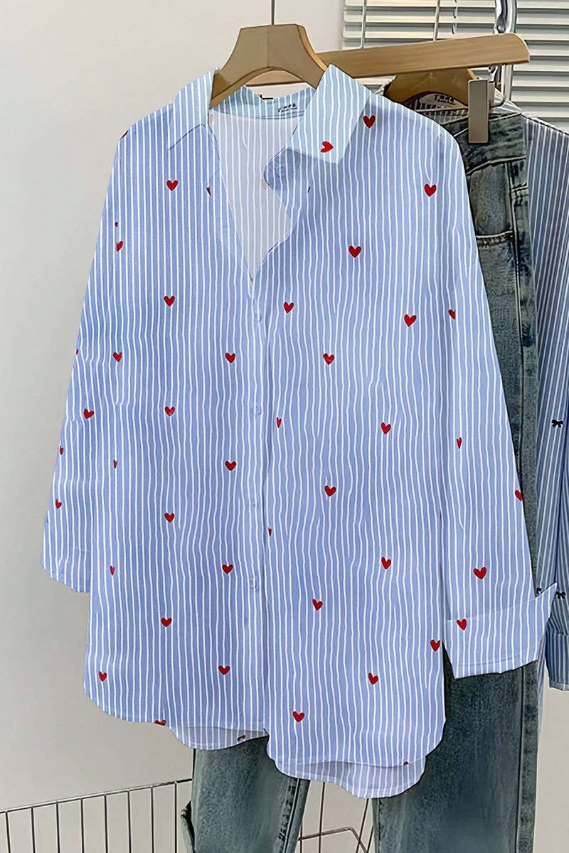 CWTBLL01366_2025 FALL BLUE STRIPED LONG SLEEVE SHIRT WOMEN