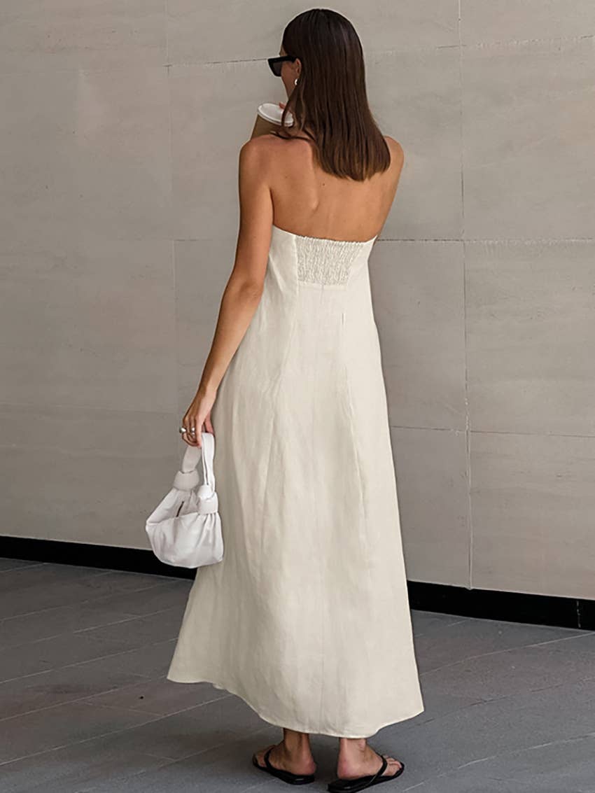 Chic strapless slim solid color tube dress