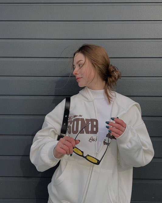 DESIGN SENSE NICHE LOOSE HOODED ZIPPER COAT