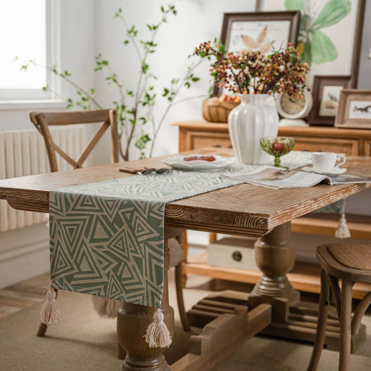 GEOMETRIC TASSEL VERSATILE TABLE RUNNER
