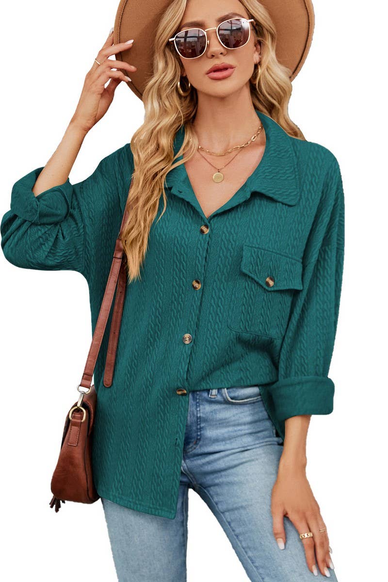 CWTSTL2066_LAPEL BUTTON POCKET LONG SLEEVE SHIRT COATS