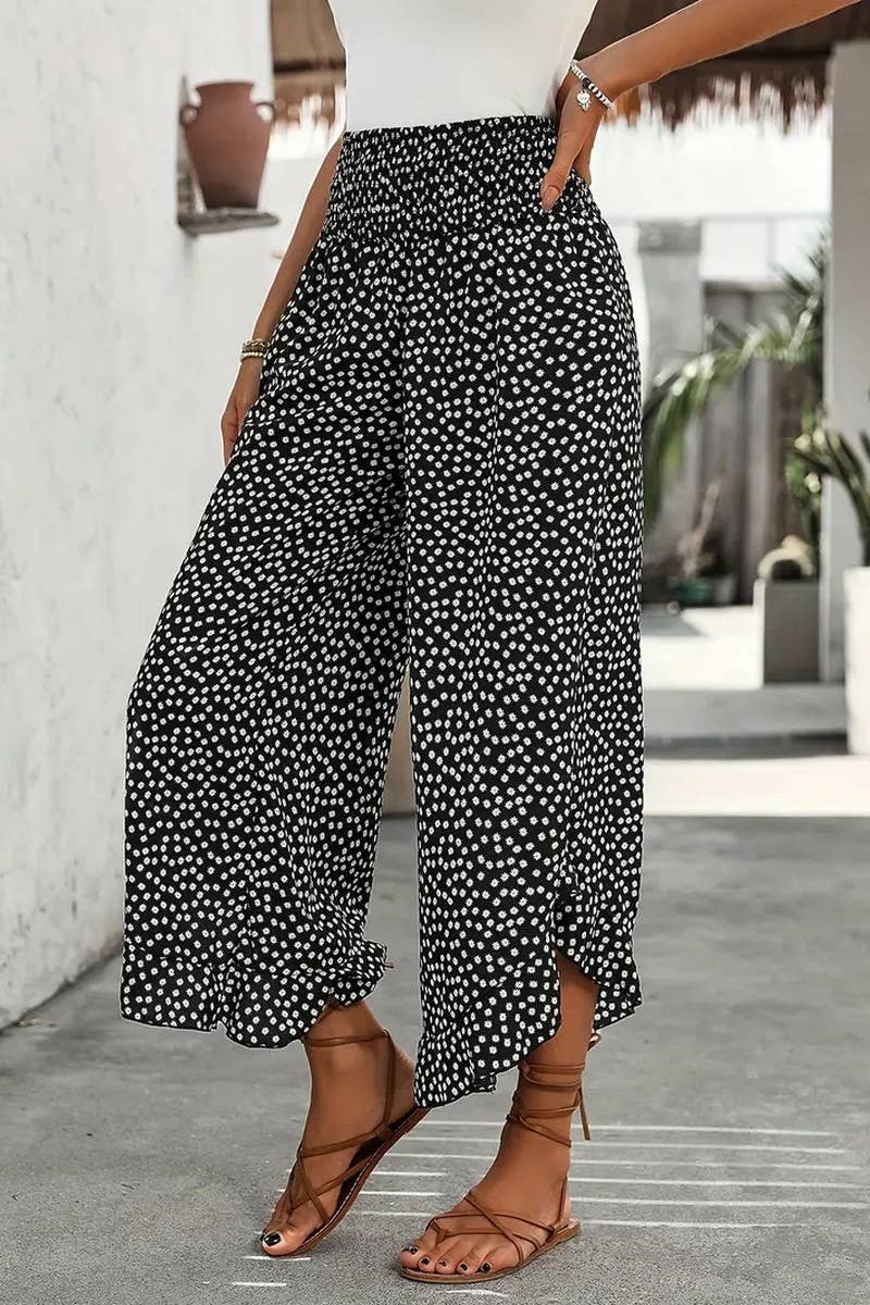 CWBLP2057_POLKA DOT HIGH WAIST LOOSE WIDE LEG PANTS