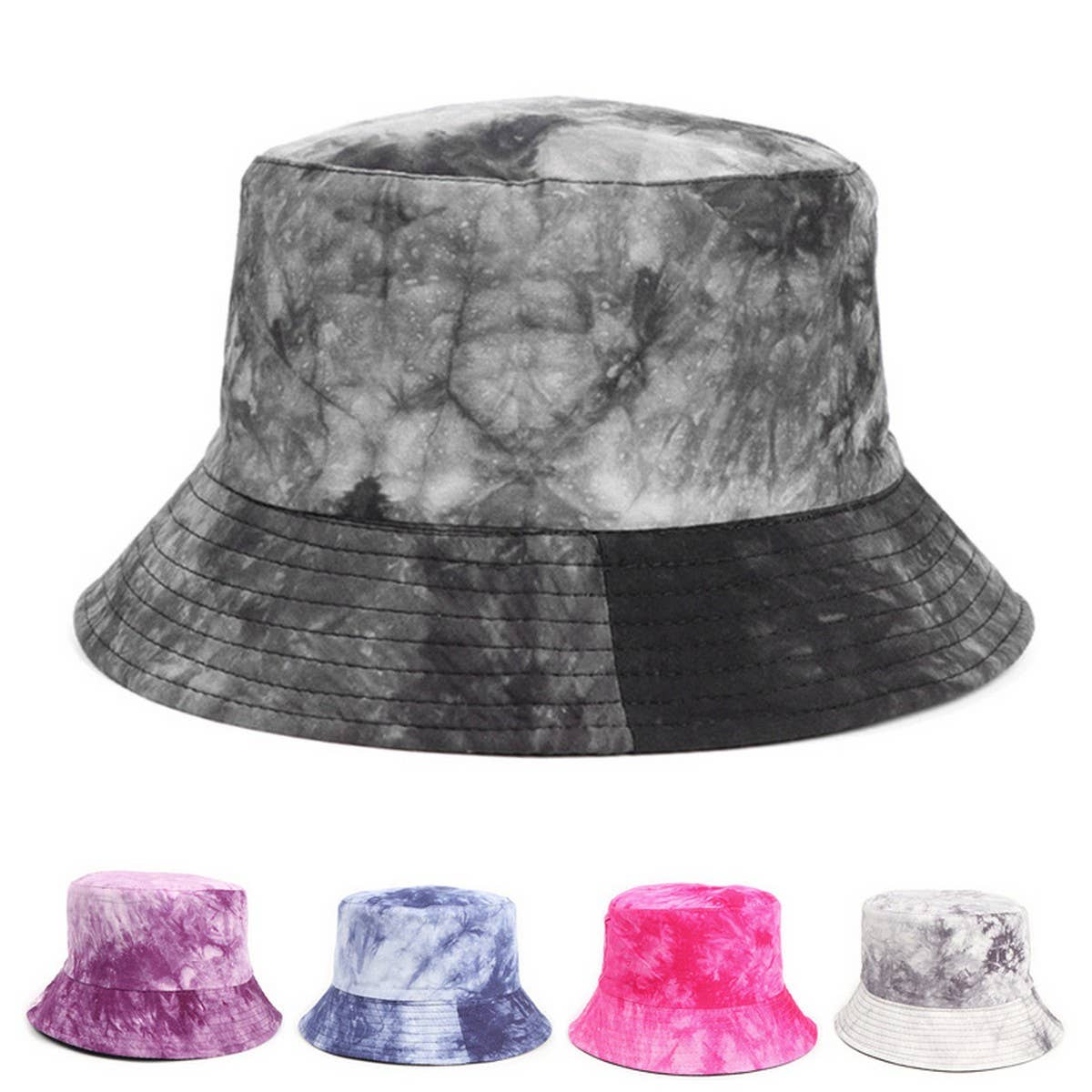 CWAH3280_TRENDY TIE-DYE DOUBLE-SIDED BUCKET HAT SUN HAT