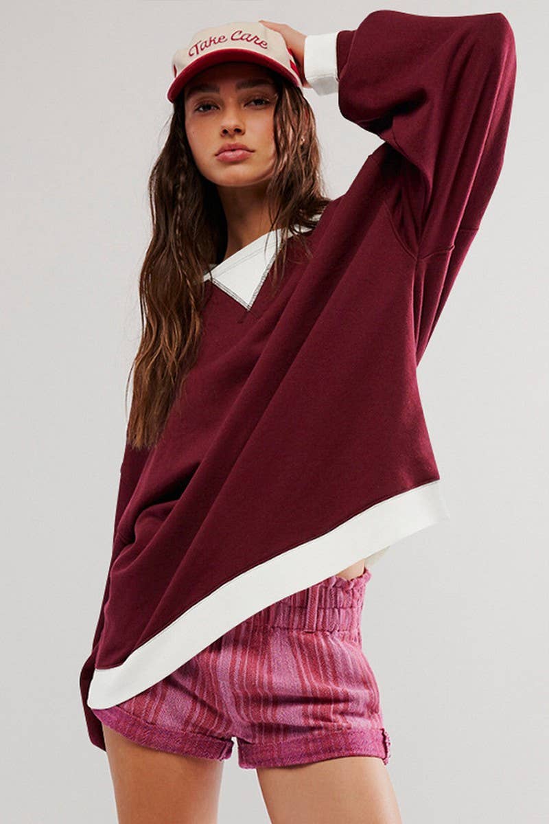 CWTBLL3991_LOOSE DROP SHOULDER CREWNECK SWEATSHIRT