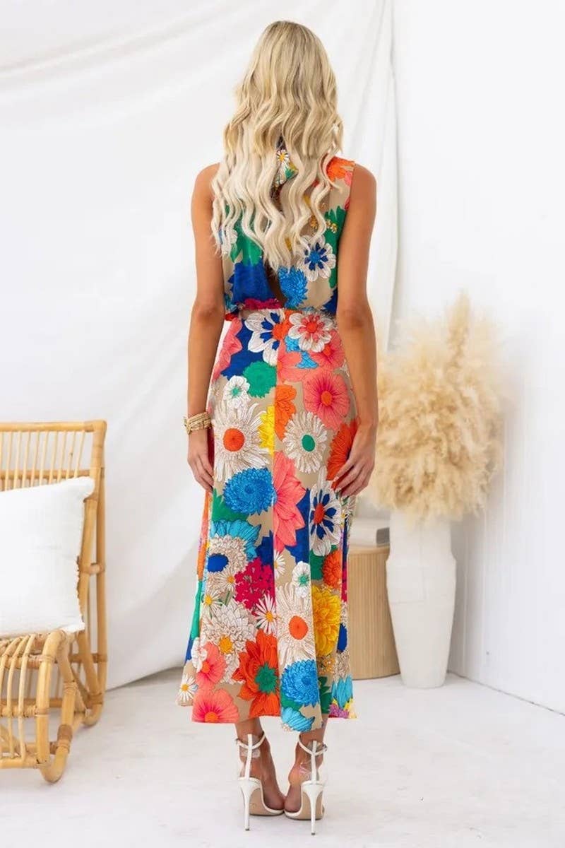 CWDHL0564_PRINTED SLEEVELESS HALTERNECK MAXI DRESS