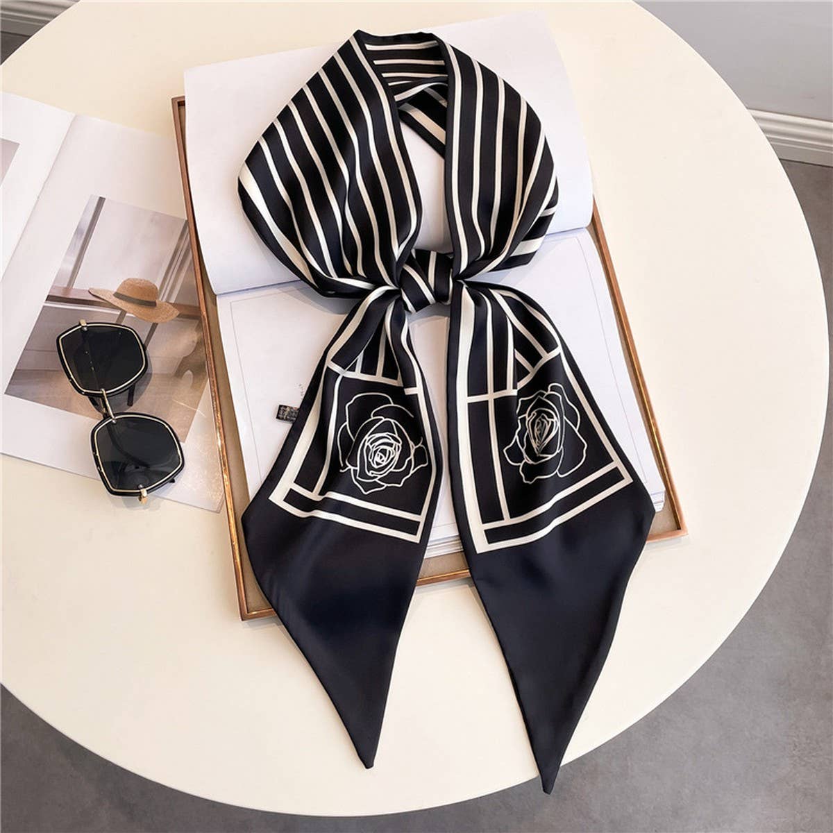 LETTER PRINT DOUBLE LAYER  HEAD SCARF