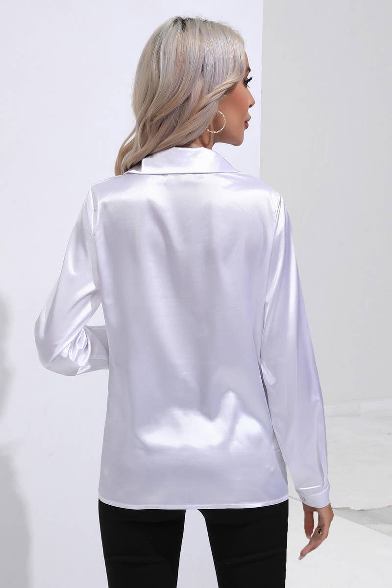 CWTBLL0692_Button Down Silky Satin Long Sleeve Top