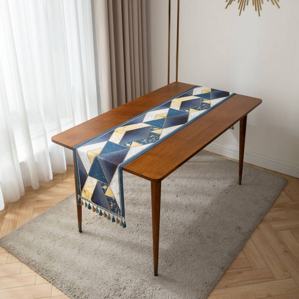 CONTRAST FABRIC FESTIVE TABLECLOTH