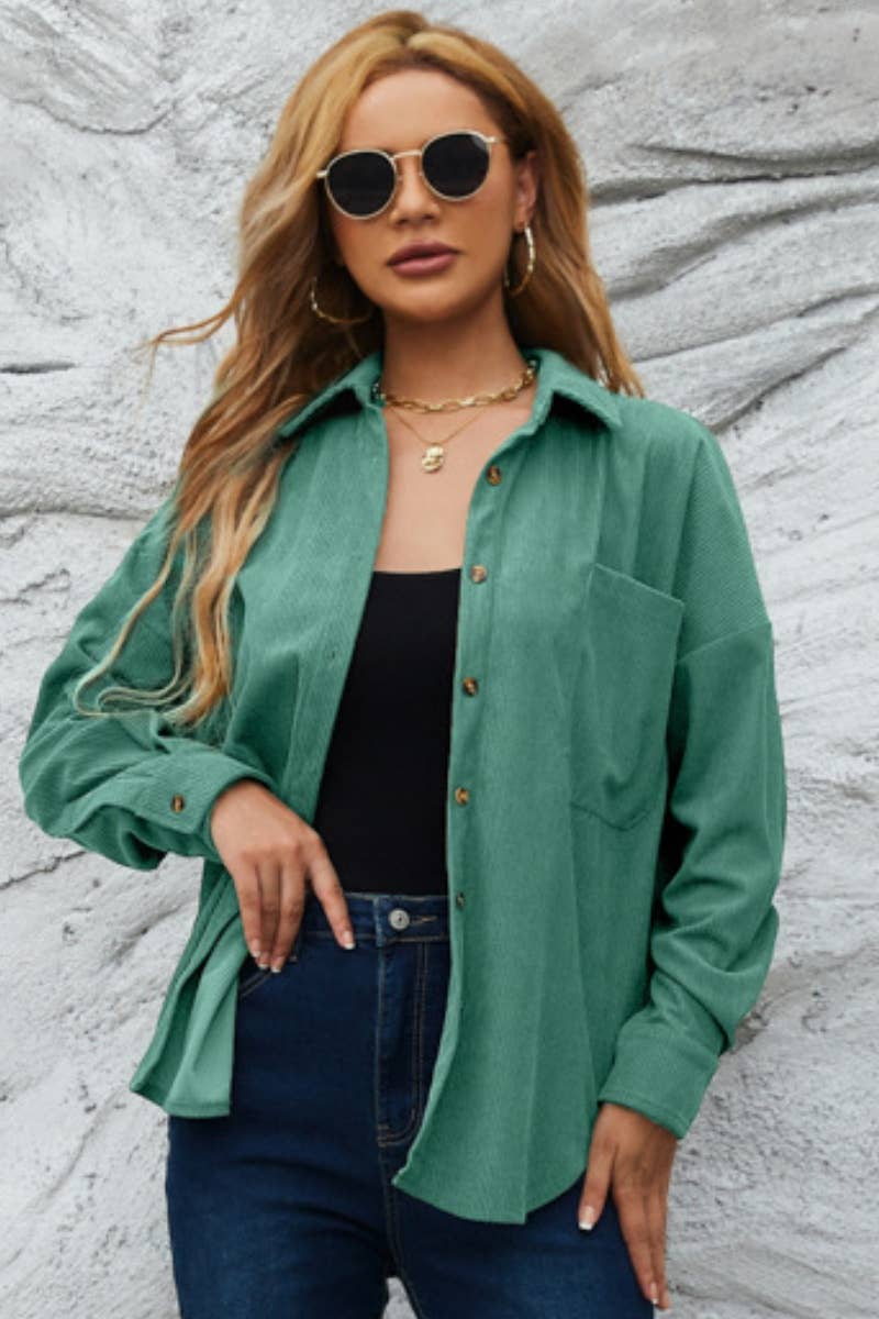 CWTSTL2122_WINTER LOOSE BUTTON-UP LONG-SLEEVED SHIRT TOPS