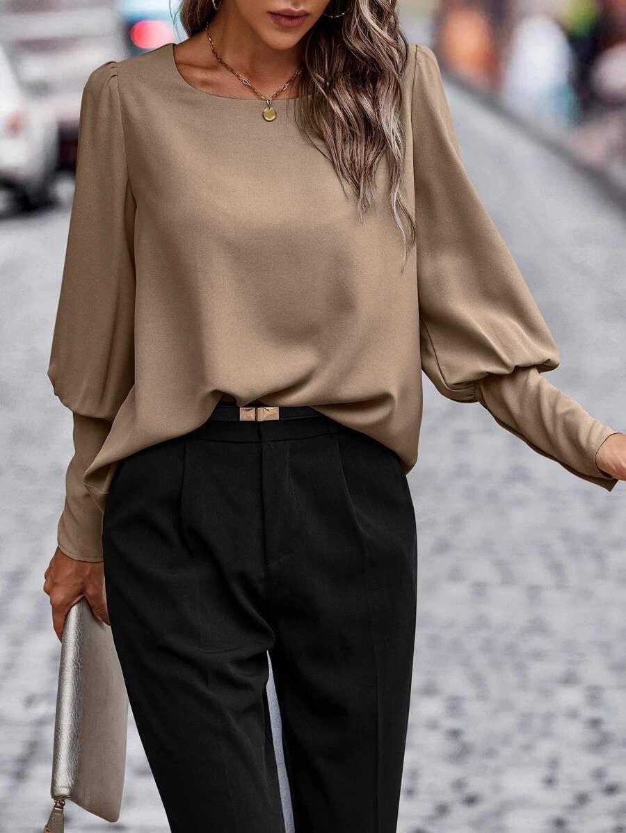 Elegant commuter long sleeve solid color shirt