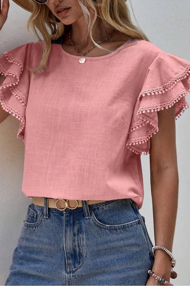 CWTSTS0665_WOMEN'S CASUAL ROUND NECK SUMMER LOOSE SHIRT