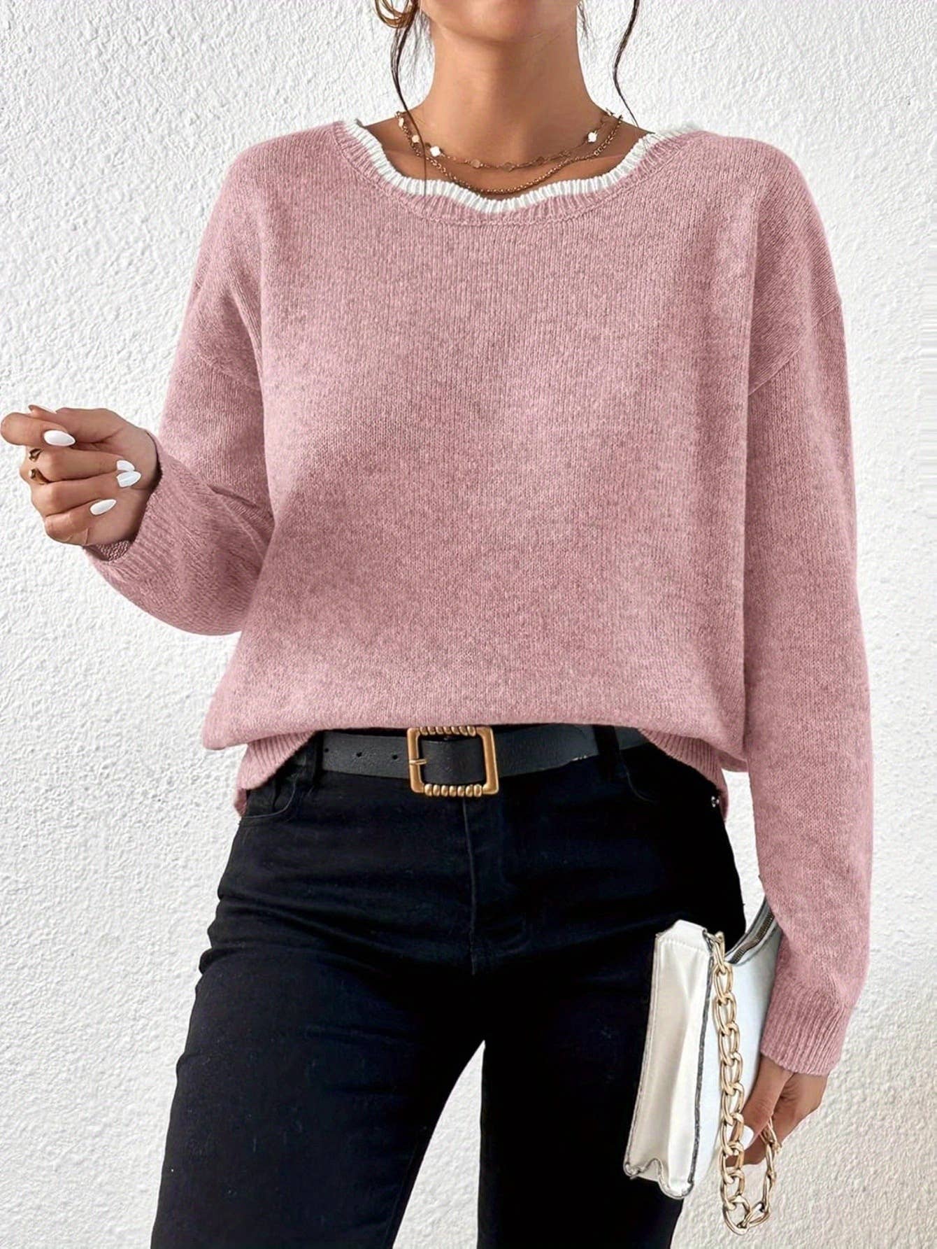 Bowknot lace-up back sexy back knitted a sweater