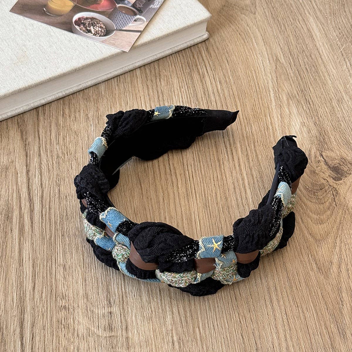 DENIM STAR TWIST HEADBAND HAIRPIN HEADDRESS