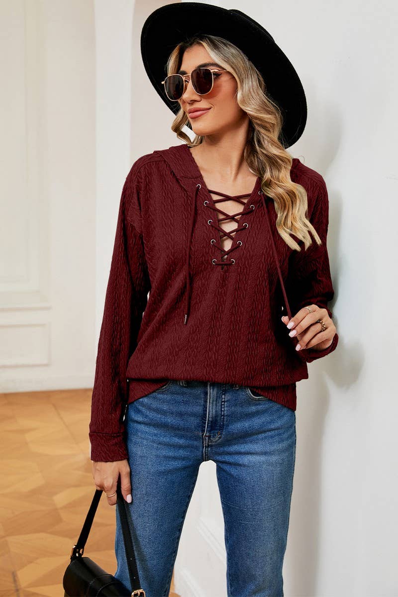 CWOHOL1096_AUTUMN AND WINTER SOLID COLOR HOODED SWEATSHIRT