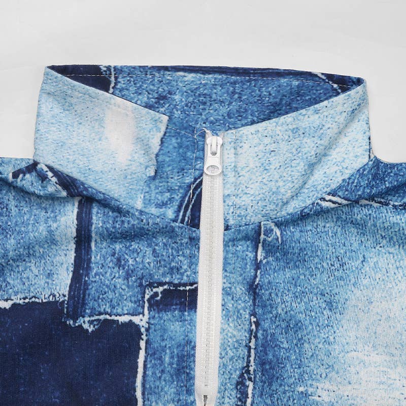 CASUAL LAPEL ZIP-UP LONG-SLEEVED PULLOVER HOODIE