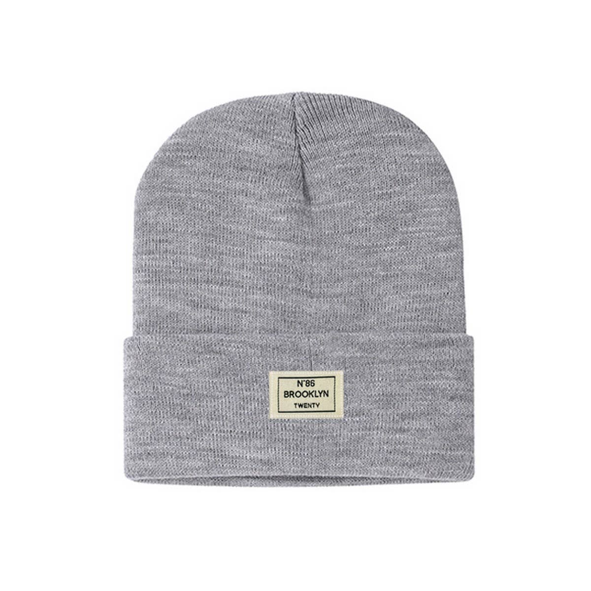 CWAH04350_LETTER PATCH KNIT BEANIE HAT UNISEX